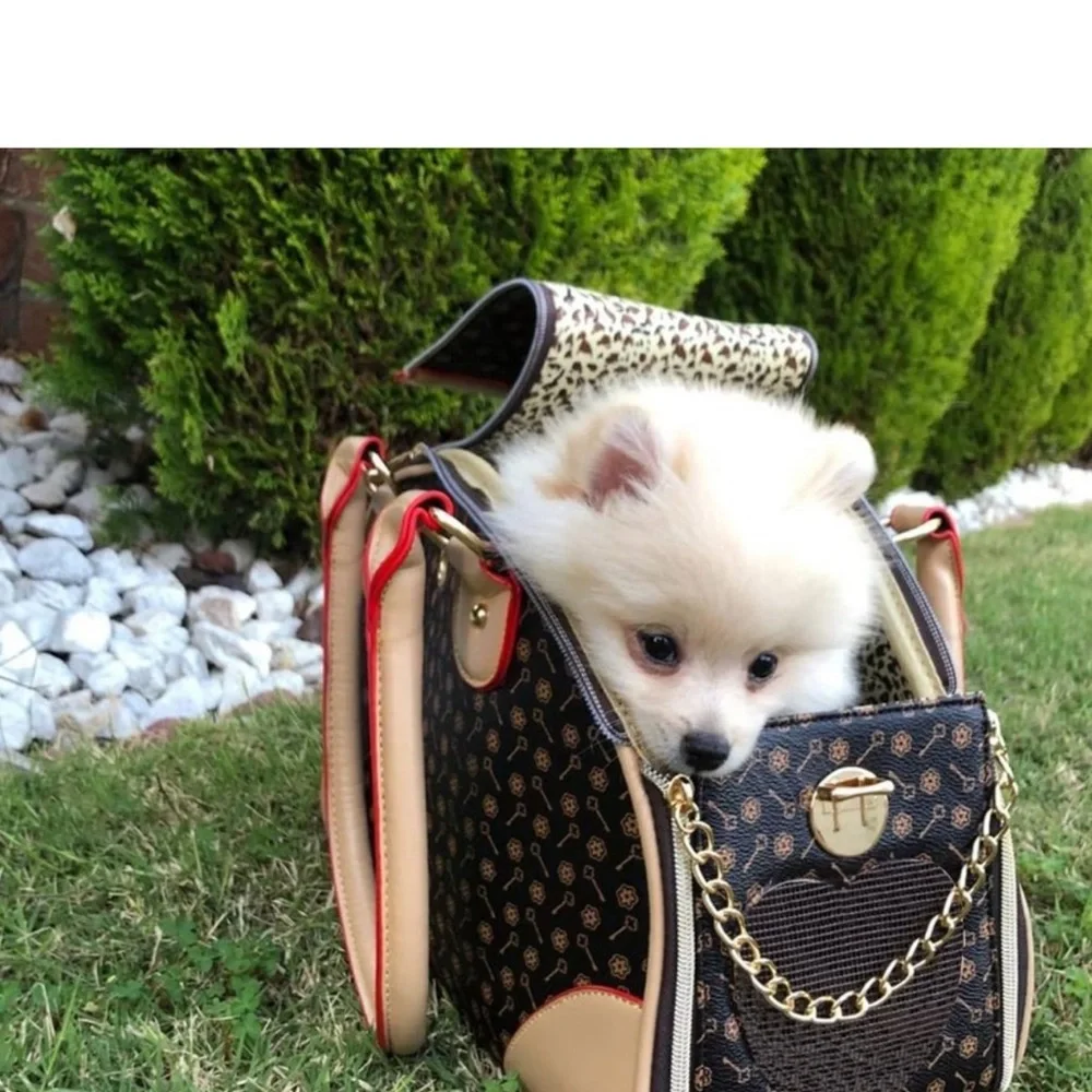 Beige & Brown Stylish Pet Carrier Tote